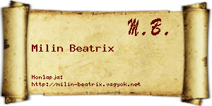 Milin Beatrix névjegykártya